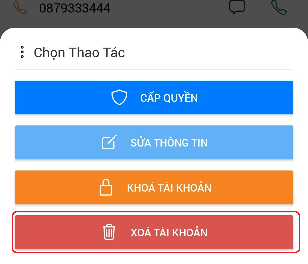Xoa nhan su tren mobile app