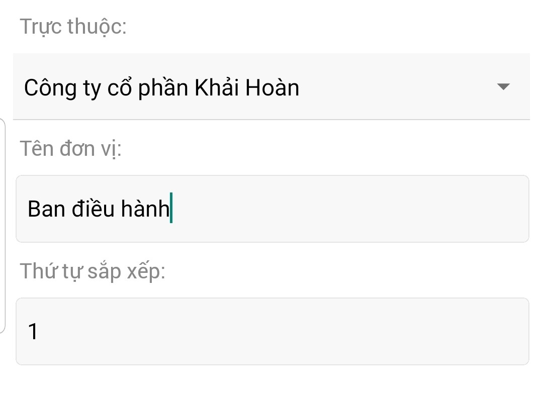 cap nhat thong tin bo phan tren mobile app