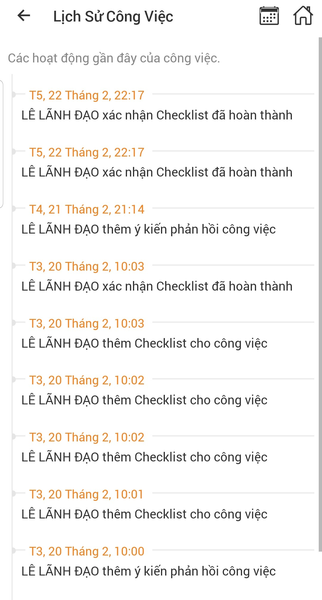Nhat ky cong viec tren mobile app