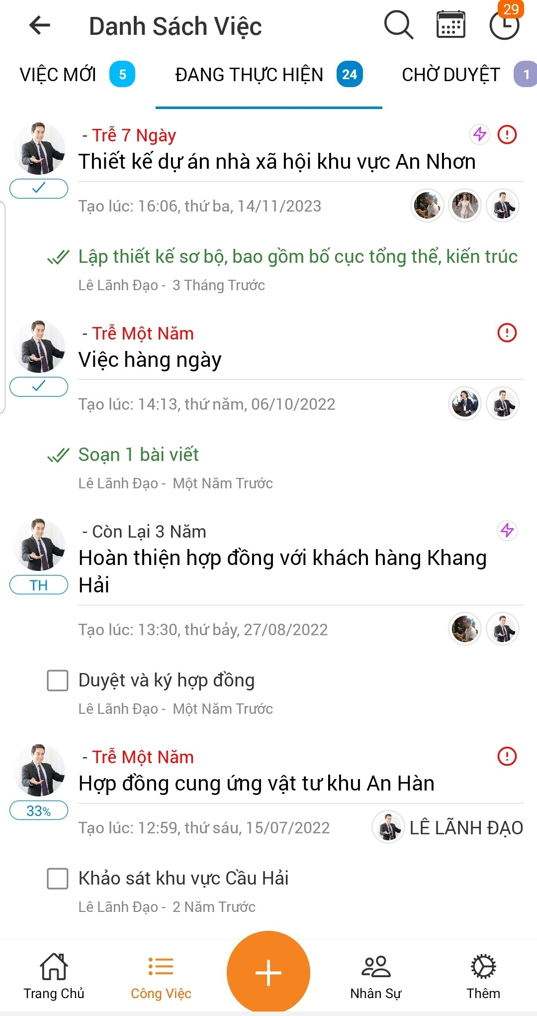 theo doi cong viec theo trang thai tren mobile app