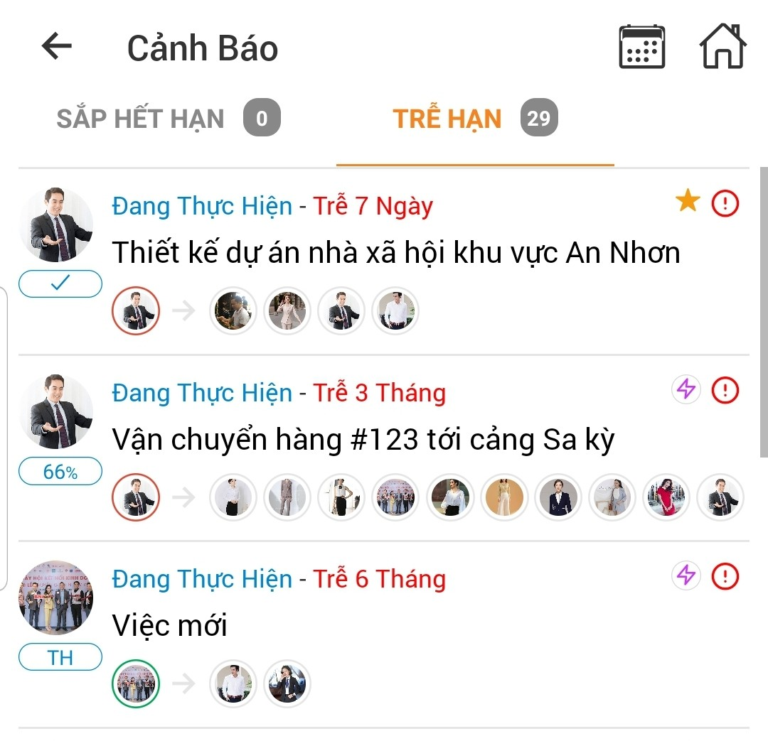 theo doi cong viec theo trang thai tre han tren mobile app